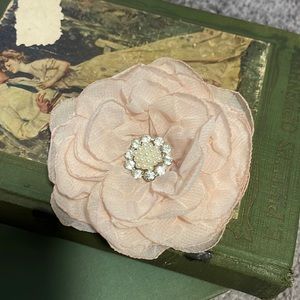Stunning Elegant Light Pink Satin Bridal Flower Hair Clip